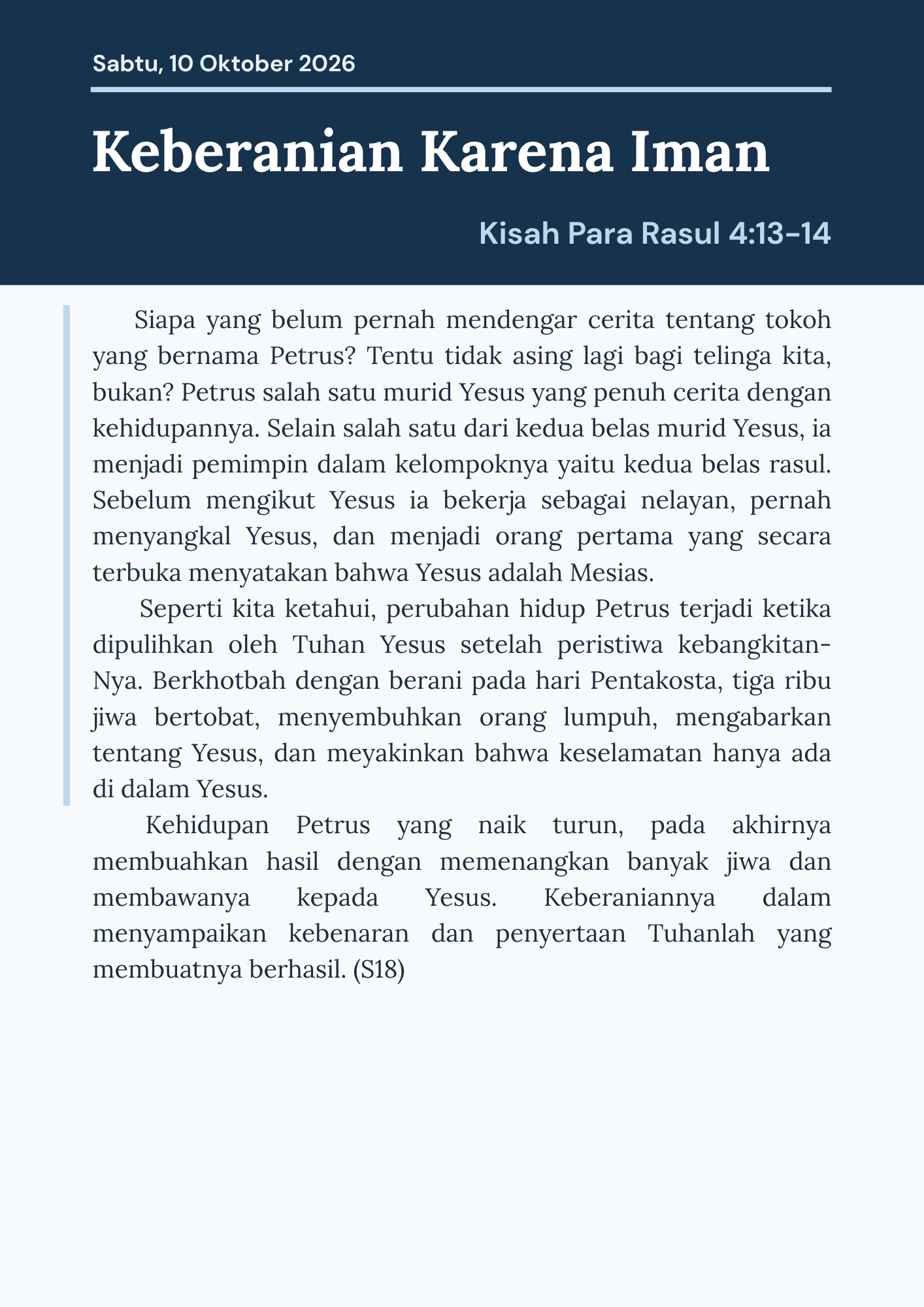 Keberanian karena Iman