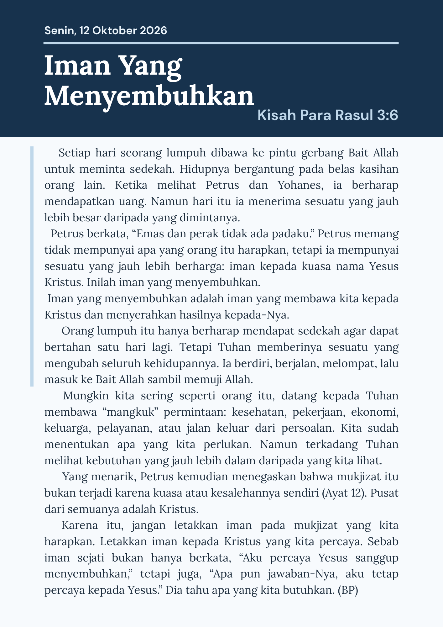 Iman yang menyembuhkan