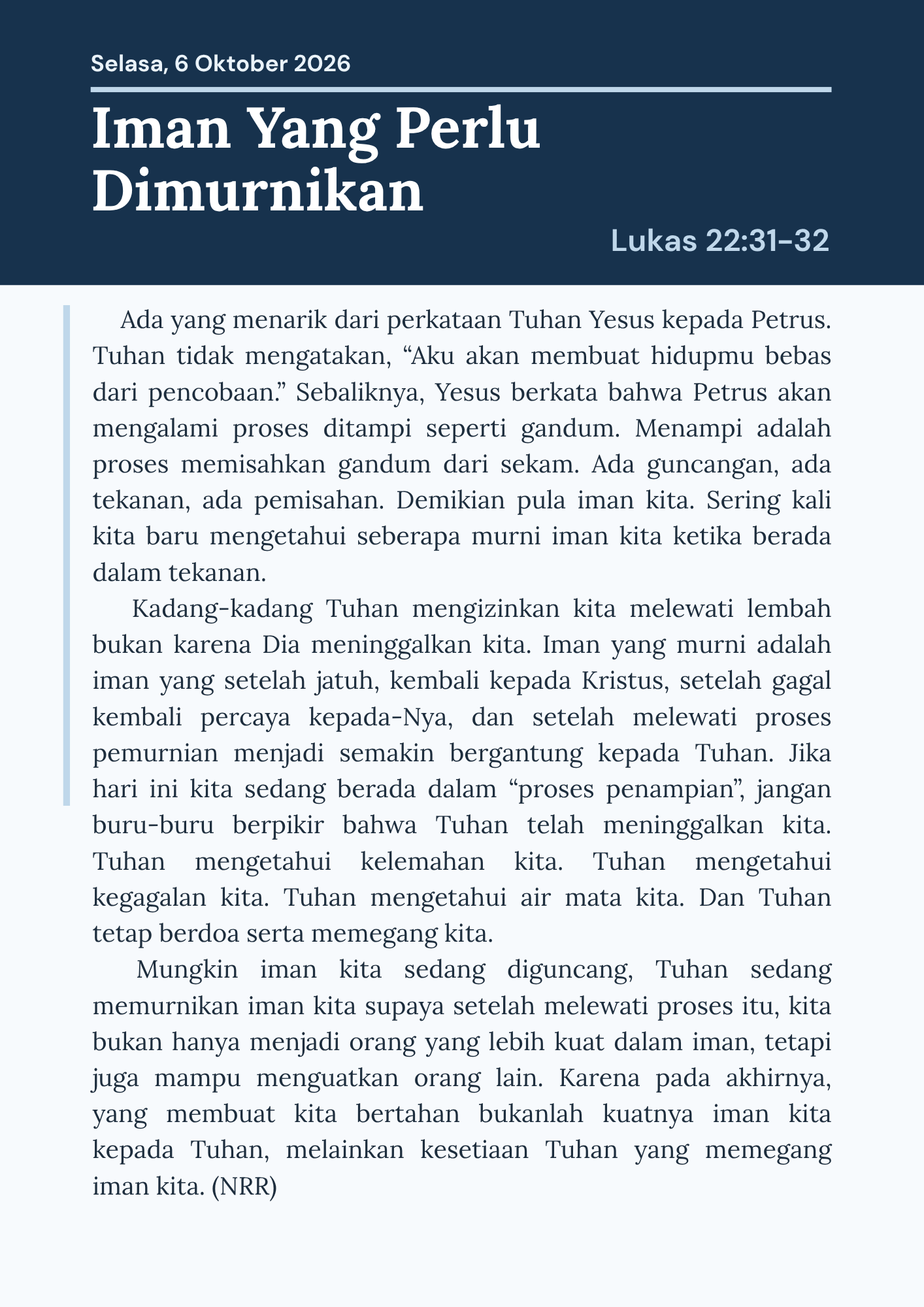 Iman yang perlu dimurnikan