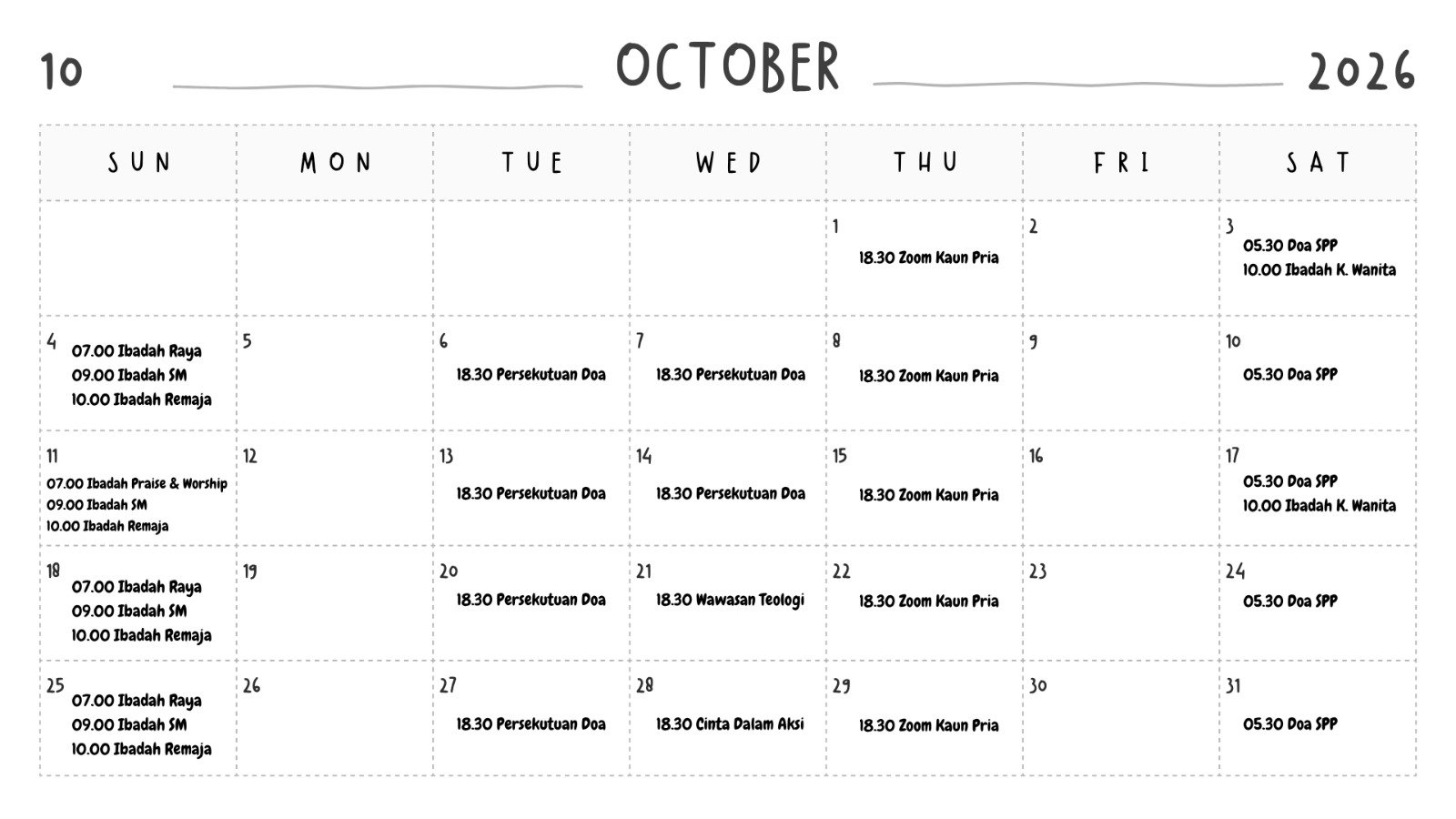 Jadwal 10/2026